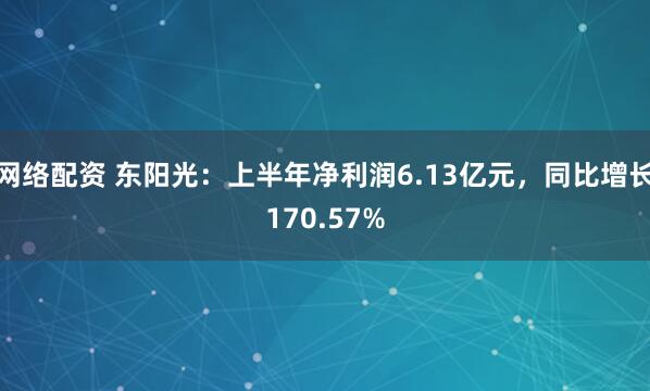 网络配资 东阳光：上半年净利润6.13亿元，同比增长170.57%