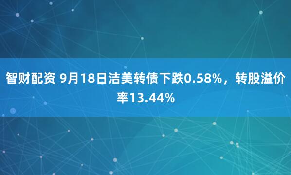 智财配资 9月18日洁美转债下跌0.58%，转股溢价率13.44%
